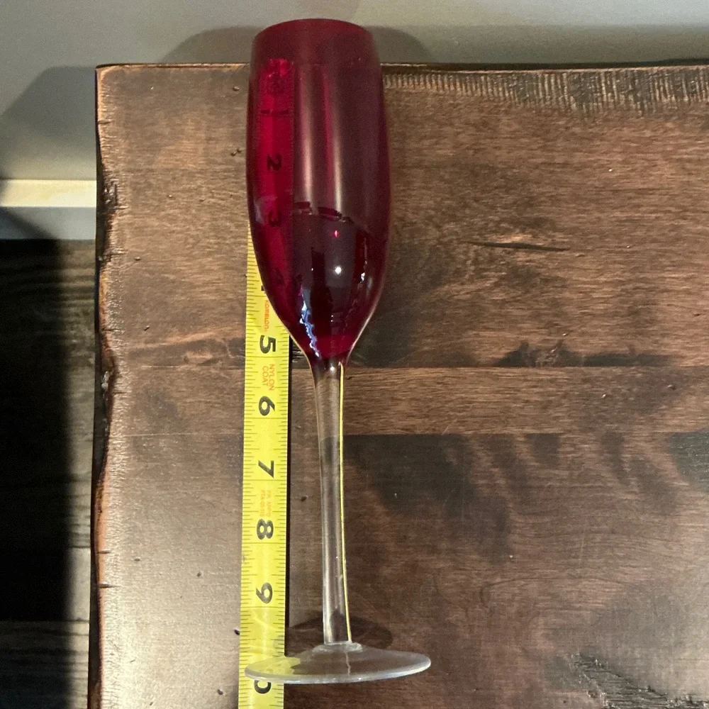 Pottery Barn Red Champagne Flutes
